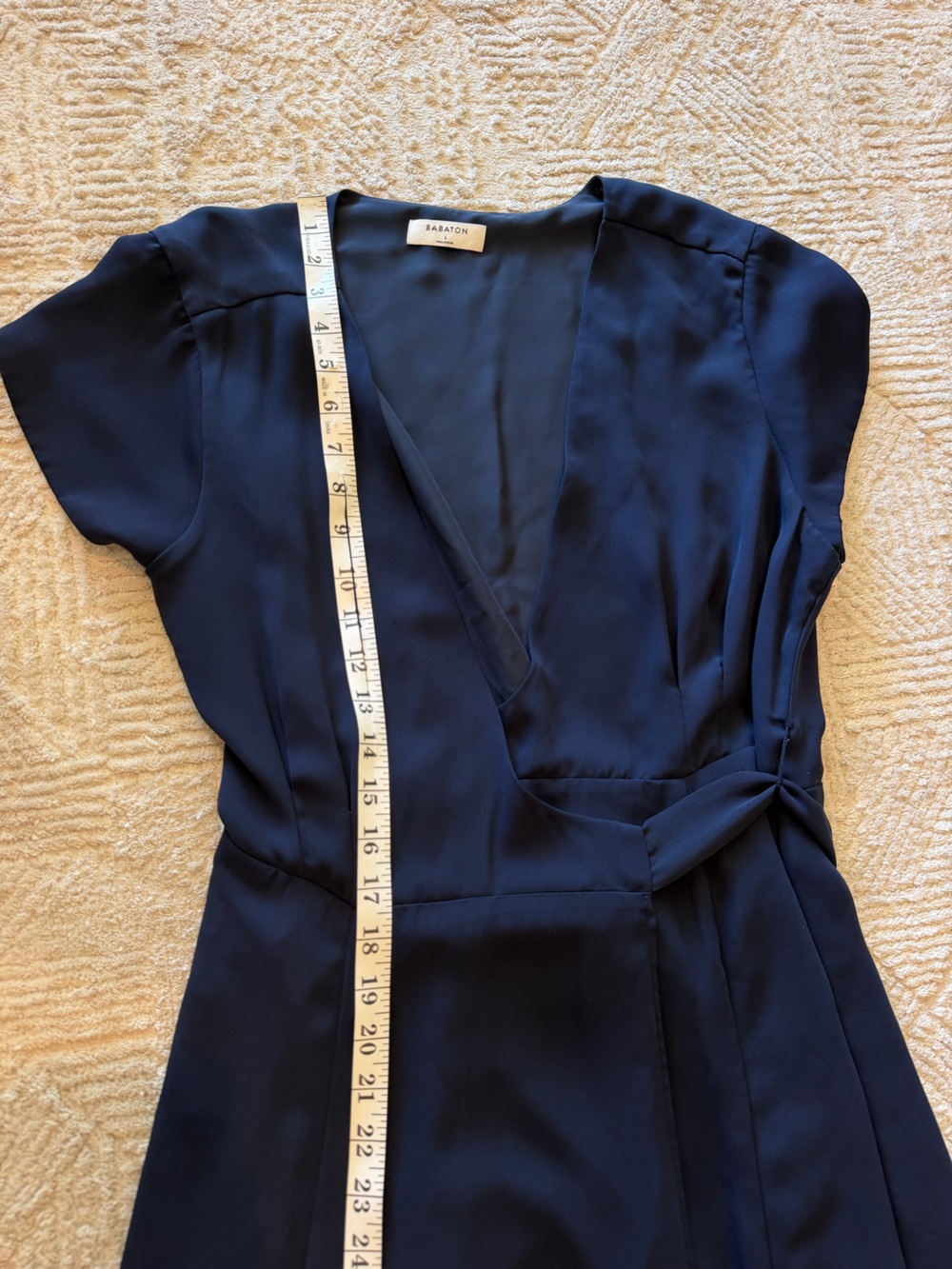 Aritzia Babaton Lexia Navy Blue Wrap Maxi Dress Tie Waist - Picture 6 of 8